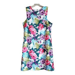 Love...ady Women S Dress Floral Lace Lined Sleeveless Multicolor Shift Bust 34"